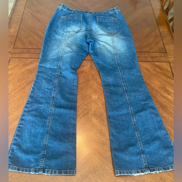 Vintage Y2K Gloria Flare Wide Leg Bell High Rise Jeans Faded Wash Hippie 12 EUC - Picture 2 of 16